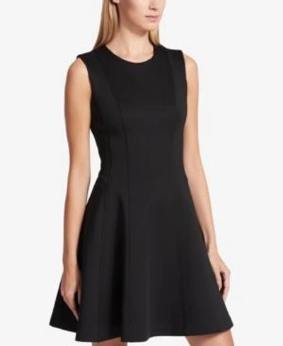 Shop Dkny Sleeveless Fit & Flare Scuba Dress In Black