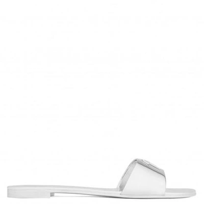 Shop Giuseppe Zanotti - Patent Leather Sandal With Signature Shirley In Silver