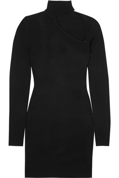 Shop Dion Lee Cutout Stretch-knit Mini Dress In Black