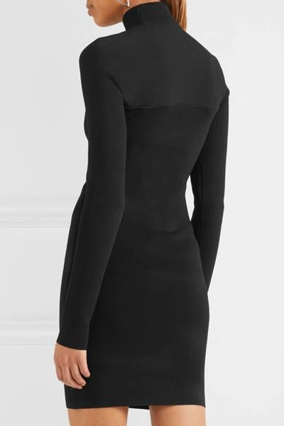 Shop Dion Lee Cutout Stretch-knit Mini Dress In Black