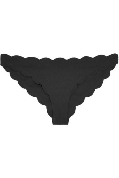 Shop Marysia Antibes Scalloped Bikini Briefs In Black