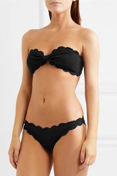 Shop Marysia Antibes Scalloped Bandeau Bikini Top In Black
