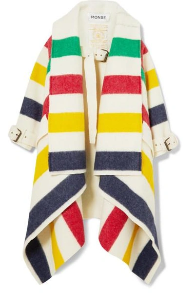 Shop Monse Hudson's Bay Striped Wool-felt Blanket Coat