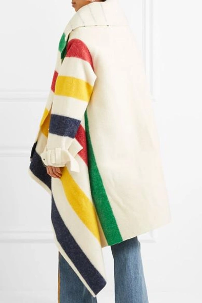 Shop Monse Hudson's Bay Striped Wool-felt Blanket Coat