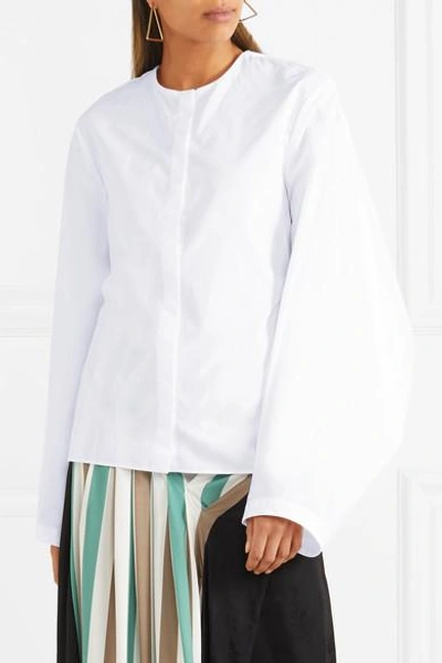 Shop Dion Lee Open-back Cotton-poplin Shirt In White