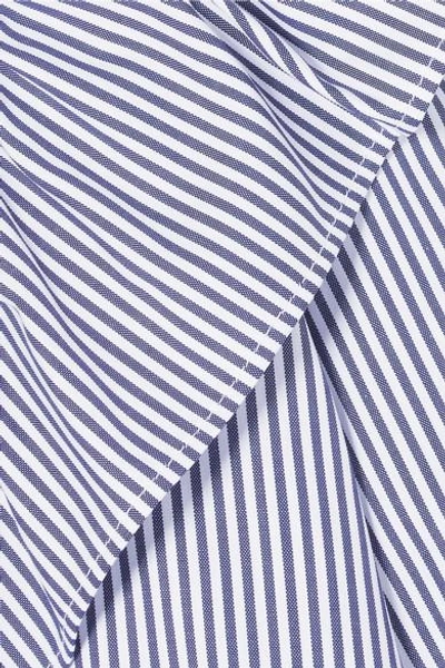 Shop Atlantique Ascoli Dimanche Ruffled Striped Cotton-poplin Blouse In Blue
