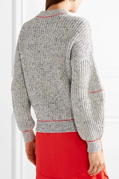 Shop Victoria Beckham Embroidered Cotton And Wool-blend Sweater In Blue