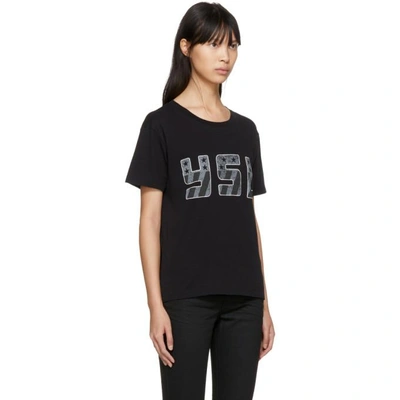 Shop Saint Laurent Black Ysl Logo T-shirt In 9787 Noir/n