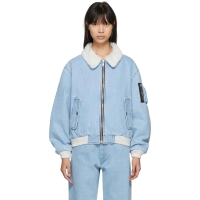 Shop Gosha Rubchinskiy Blue Faux-shearling Denim Jacket