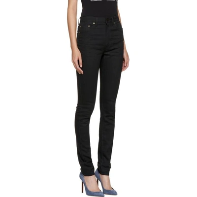 Shop Saint Laurent Black High-waisted Skinny Jeans In 1080 Used B