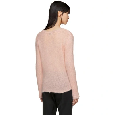 Shop Saint Laurent Pink Mohair V-neck Sweater