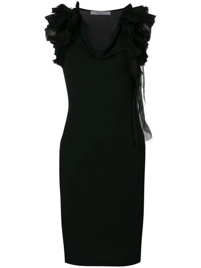 Shop Givenchy Ruffle Strap Shift Dress In Black