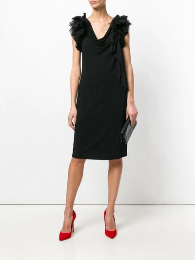 Shop Givenchy Ruffle Strap Shift Dress In Black