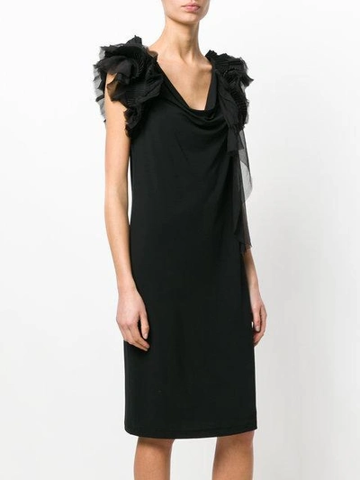 Shop Givenchy Ruffle Strap Shift Dress In Black