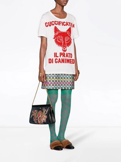 Shop Gucci Velvet G Lurex Skirt In Metallic