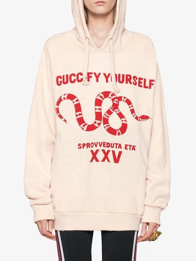 Shop Gucci Fy Yourself" Print Sweatshirt In White