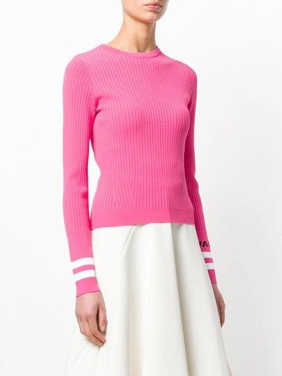 Shop Valentino Ribbed Logo Cuff Top - Pink