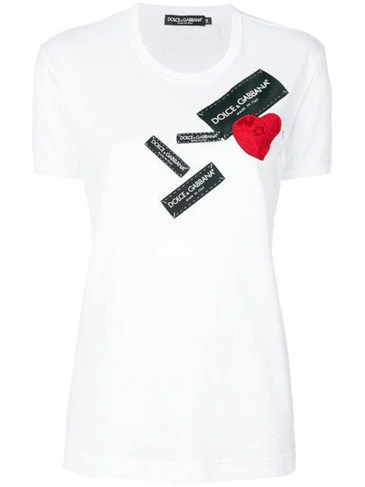 Shop Dolce & Gabbana Heart Logo Patch T-shirt In White
