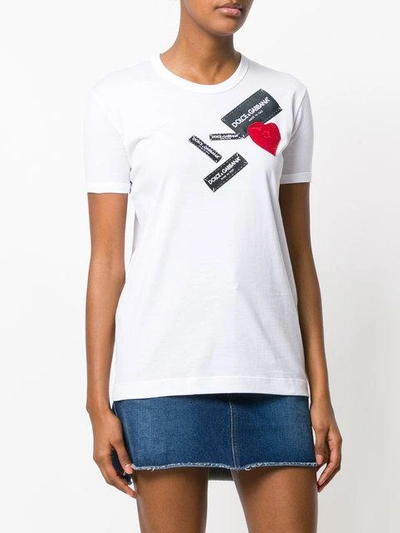 Shop Dolce & Gabbana Heart Logo Patch T-shirt In White