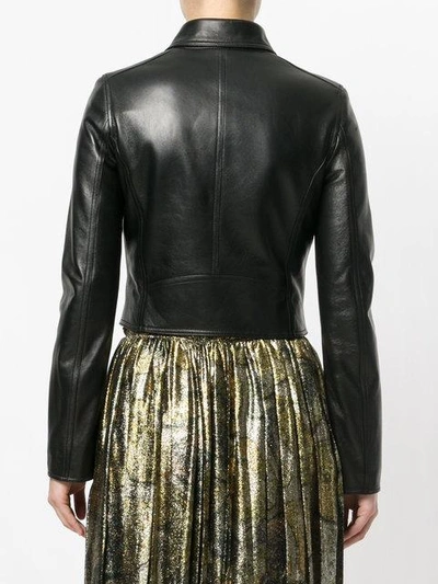 Shop Dolce & Gabbana Studded Leather Biker Jacket In Black