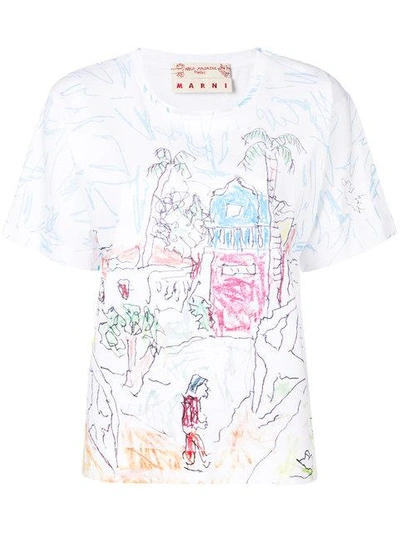 Shop Marni Doodle Print T In White