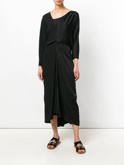 Shop Marni Asymmetric Midi Dress - Black