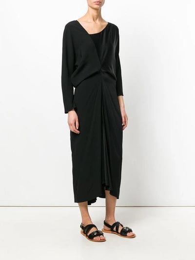 Shop Marni Asymmetric Midi Dress - Black