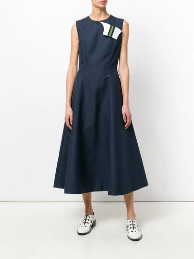 Shop Calvin Klein 205w39nyc Fold Flap Flared Dress In Blue