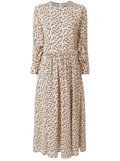 Shop Prada Flared Midi Dress - Neutrals