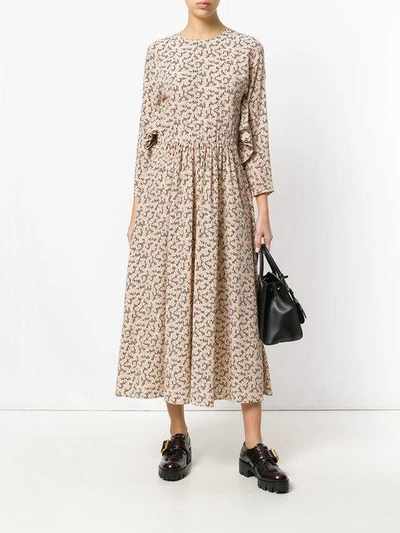 Shop Prada Flared Midi Dress - Neutrals