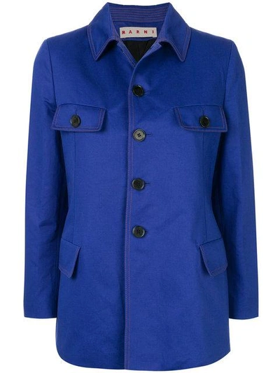 Shop Marni Structured Jacket In Blue