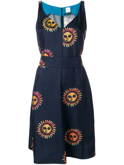 Shop Paul Smith Sun Print Dress In Blue
