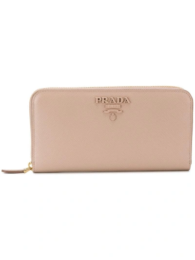 Shop Prada Logo Plaque Continental Wallet