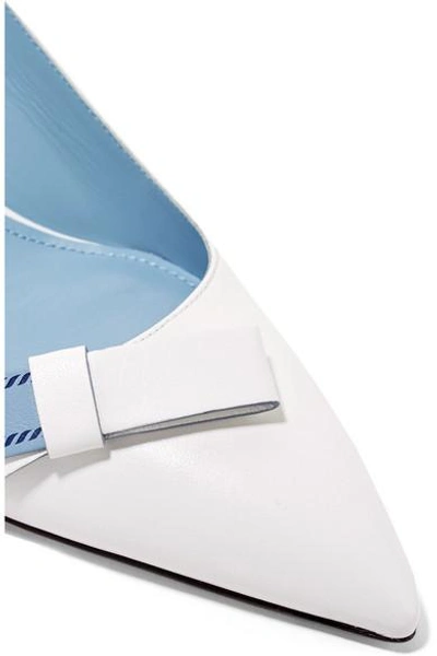 Shop Prada Logo-print Leather Slingback Pumps In White