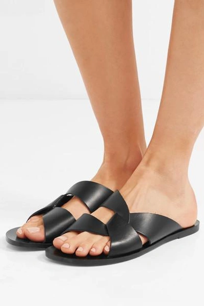 Shop Atp Atelier Allai Cutout Leather Slides In Black