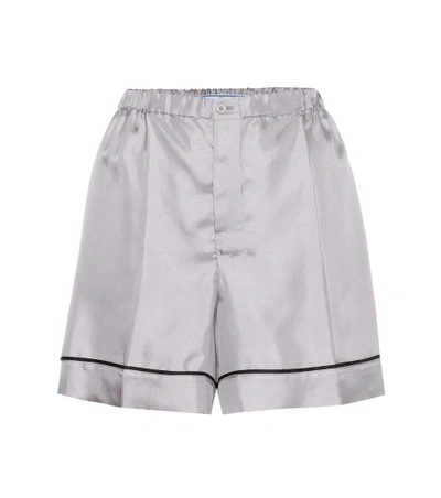 Shop Prada Silk Shorts In Grey