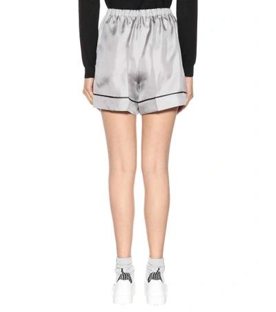Shop Prada Silk Shorts In Grey