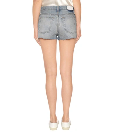 Shop Re/done The Short Denim Shorts In Blue