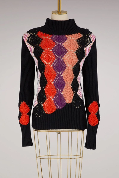 Shop Peter Pilotto Crochet Sweater In Navy