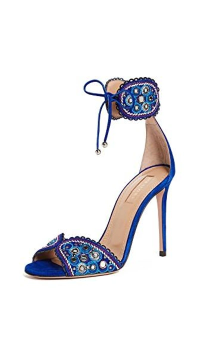 Shop Aquazzura Jaipur 105 Sandals In Blue Bell