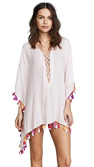 Shop Bindya Double Tassel Lace Up Tunic In Light Pink
