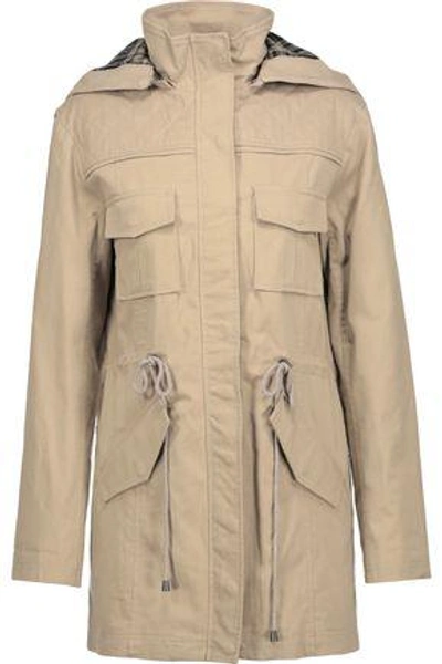 Shop Alice And Olivia Alice + Olivia Woman Atticus Cotton-blend Hooded Jacket Sand