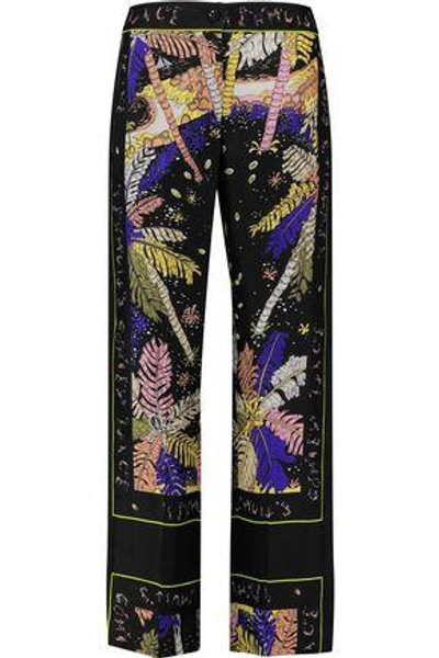 Shop Emilio Pucci Printed Silk Straight-leg Pants In Multicolor
