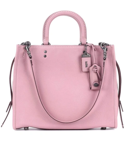Shop Coach Rogue Leather Tote In Pink