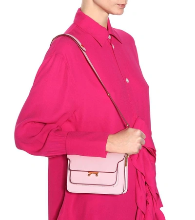 Shop Marni Trunk Mini Leather Shoulder Bag In Pink