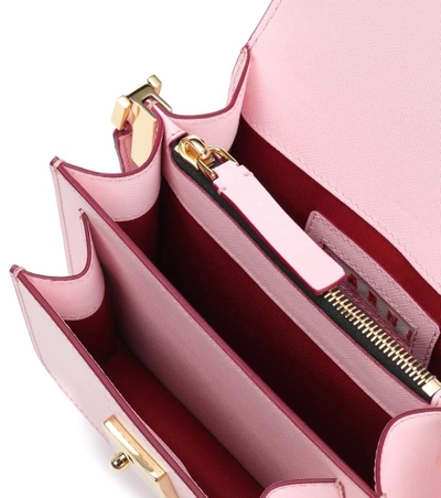 Shop Marni Trunk Mini Leather Shoulder Bag In Pink