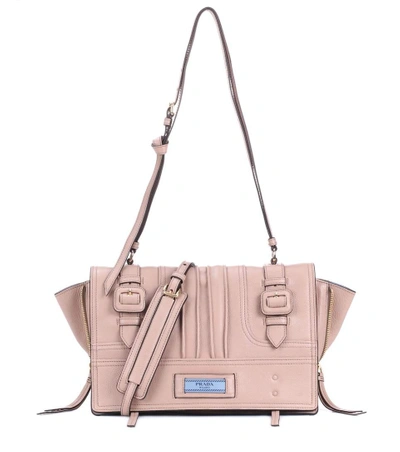 Shop Prada Etiquette Leather Shoulder Bag In Pink