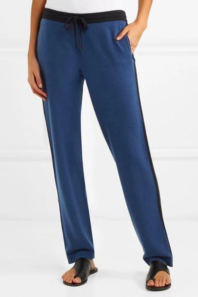 Shop Allude Cashmere Track Pants In Blue