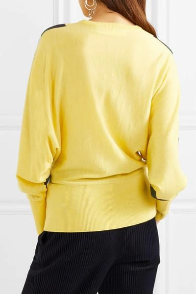 Shop Victoria Victoria Beckham Striped Wool Sweater In Yellow