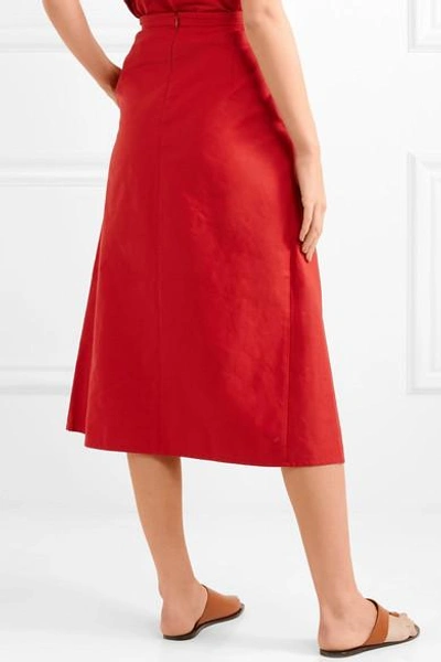 Shop Atlantique Ascoli Cotton And Linen-blend Midi Skirt